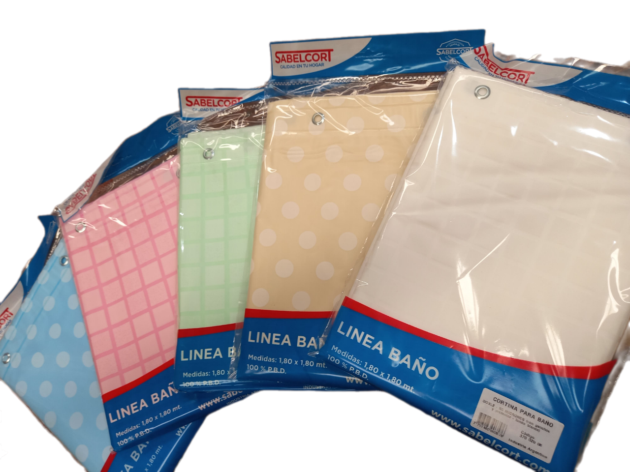 Cortina para baño DOBLE – 50 Micrones – Blanco/Surtido